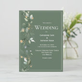 Elegant Green Rustic Eucalyptus Gold Wedding Kaart (Staand voorkant)