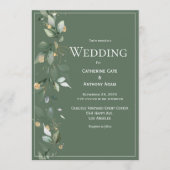 Elegant Green Rustic Eucalyptus Gold Wedding Kaart (Voorkant)