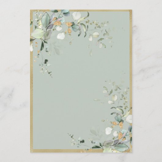 Elegant Green Rustic Leaves Greenery Gold Wedding Kaart (Achterkant)
