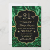 Elegant Green Satin & Glitter Gold Lijst Birthday Kaart (Voorkant)
