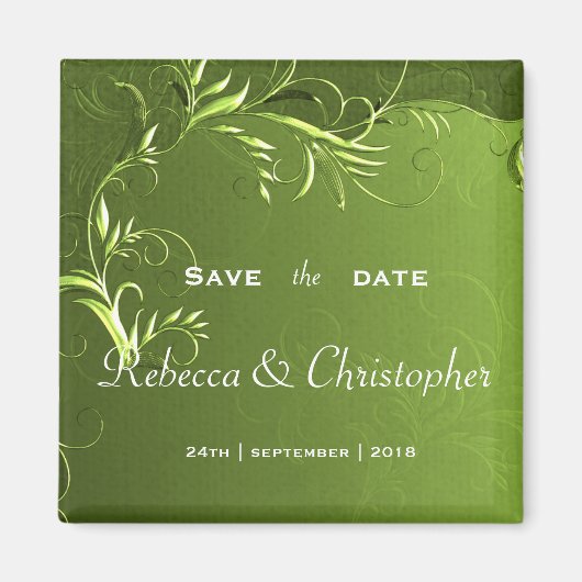 Elegant Green Save the Date Magneet (Voorkant)