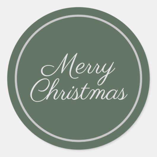 Elegant Green Script Merry Kerstry Ronde Sticker (Voorkant)