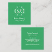 Elegant Green Script Professional Monogram Vierkante Visitekaartje (Voorkant / Achterkant)