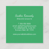 Elegant Green Script Professional Monogram Vierkante Visitekaartje (Achterkant)