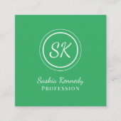 Elegant Green Script Professional Monogram Vierkante Visitekaartje (Voorkant)