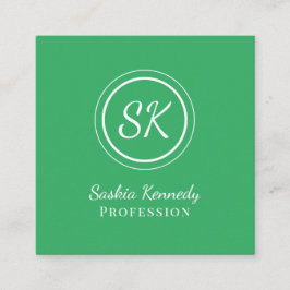 Elegant Green Script Professional Monogram Vierkante Visitekaartje