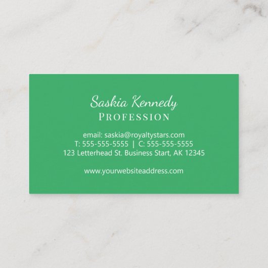 Elegant Green Script Professional Monogram Visitekaartje (Achterkant)