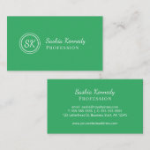 Elegant Green Script Professional Monogram Visitekaartje (Voorkant / Achterkant)