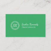 Elegant Green Script Professional Monogram Visitekaartje (Voorkant)