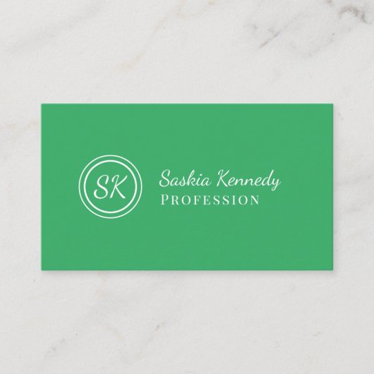 Elegant Green Script Professional Monogram Visitekaartje (Voorkant)