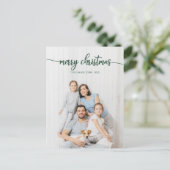 Elegant Green Script Unieke foto voor prettig kers Briefkaart (Staand voorkant)