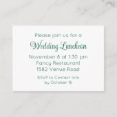 Elegant Green Script Wedding Event Invitation Informatiekaartje (Voorkant)
