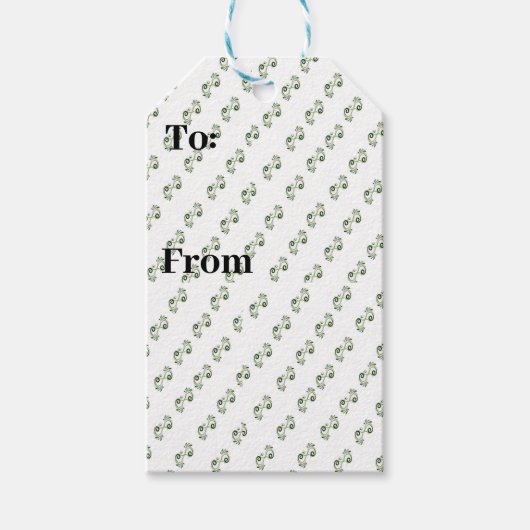 Elegant Green Scroll Gift Label –  Cadeaulabel (Voorkant)