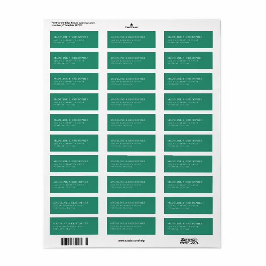 Elegant Green Serif Return Address Label (Full Sheet)