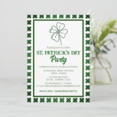 Elegant Green Shamrock St. Patrick's Day Party Kaart (Staand voorkant)