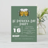 Elegant Green Shamrock St. Patrick's Day Party Kaart (Staand voorkant)