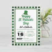 Elegant Green Shamrock St. Patrick's Day Party Kaart (Staand voorkant)