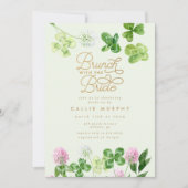 Elegant Green Shamrock Vrijgezellenfeest Brunch Kaart (Voorkant)