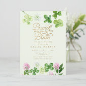 Elegant Green Shamrock Vrijgezellenfeest Brunch Kaart (Staand voorkant)