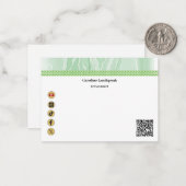 Elegant Green Silk, Social Media & QR Code Notitiekaartje (Voorkant / Achterkant in situ)