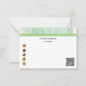 Elegant Green Silk, Social Media & QR Code Notitiekaartje (Voorkant)