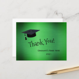 Elegant Green Silver Dank u Afstuderen Briefkaart