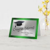 Elegant Green Silver Gefeliciteerd Afstuderen Kaart (Gele Bloem)