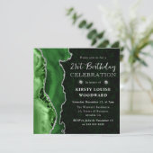 Elegant Green & Silver Glitter Agate 21st Birthday Kaart (Staand voorkant)