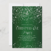 Elegant Green Silver Glitter Christmas Eve Party Kaart (Voorkant)