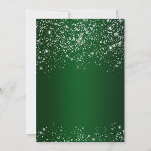 Elegant Green Silver Glitter Christmas Eve Party Kaart (Achterkant)