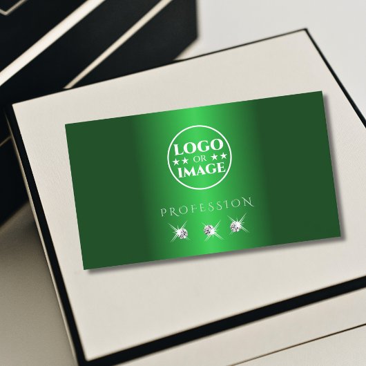 Elegant Green Silver Sparking Diamonds met Logo Visitekaartje