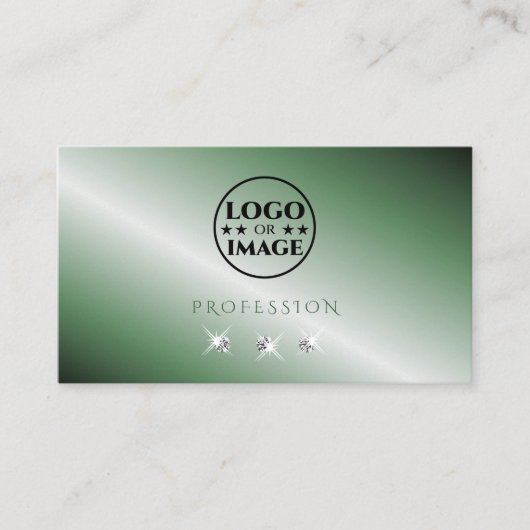 Elegant Green Silver Sparking Diamonds met Logo Visitekaartje (Voorkant)