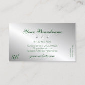 Elegant Green Silver Sparking Diamonds Monogram Visitekaartje (Achterkant)