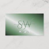 Elegant Green Silver Sparking Diamonds Monogram Visitekaartje (Voorkant)