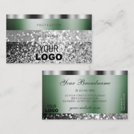 Elegant Green Silver Sparking Glitter met Logo Visitekaartje