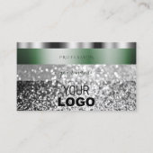 Elegant Green Silver Sparking Glitter met Logo Visitekaartje (Voorkant)