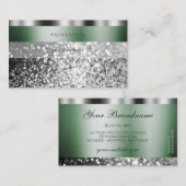 Elegant Green Silver Sparking Glitter Shimmery Visitekaartje (Voorkant / Achterkant)