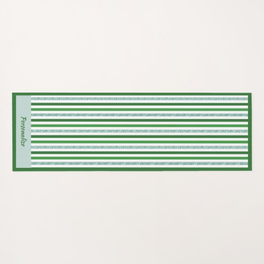 Elegant Green Silver Stripe Zen Yoga Namaste Yogamat (Achterkant (horizontaal))