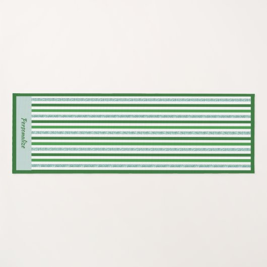 Elegant Green Silver Stripe Zen Yoga Namaste Yogamat (Voorkant (horizontaal))