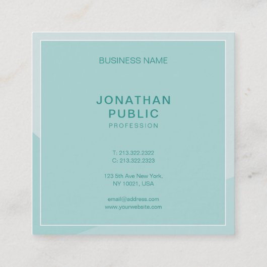 Elegant Green Simple Sjabloon Professional, modern Vierkante Visitekaartje (Achterkant)