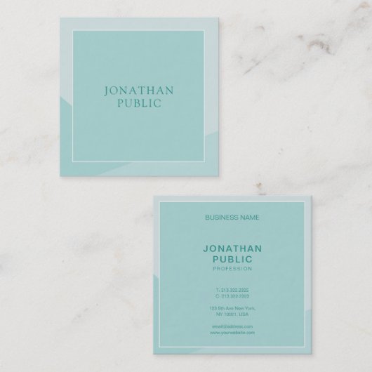 Elegant Green Simple Sjabloon Professional, modern Vierkante Visitekaartje (Voorkant / Achterkant)