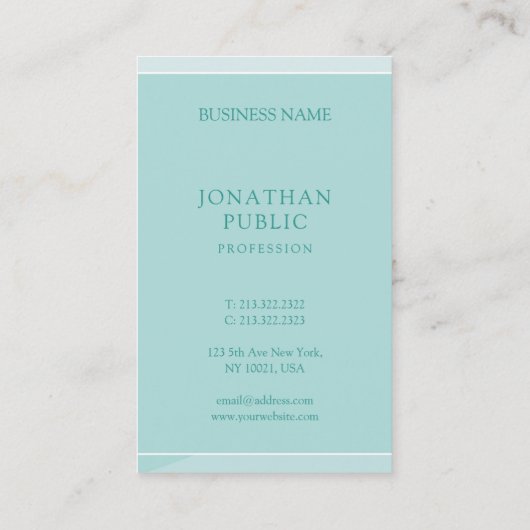 Elegant Green Simple Sjabloon Professional, modern Visitekaartje (Achterkant)