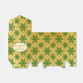 Elegant Green Snowflake over Abstracte Gold Kerstm Bedankdoosjes (Uitgevouwen)