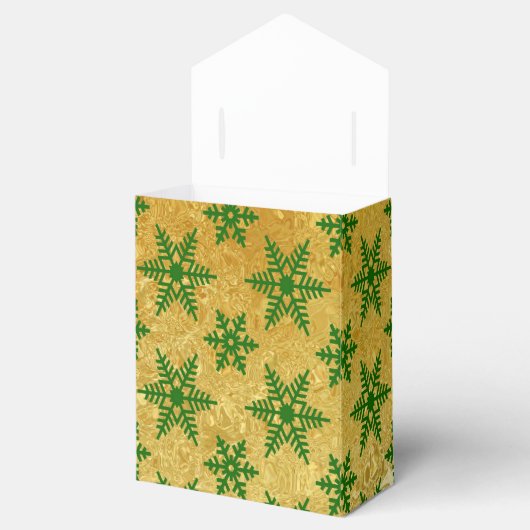 Elegant Green Snowflake over Abstracte Gold Kerstm Bedankdoosjes (Geopend)