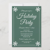Elegant Green Snowflake Script Holiday Party Kaart (Voorkant)