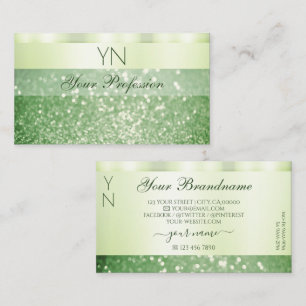 Elegant Green Sparking Glitter Monogram Shimmery Visitekaartje