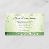 Elegant Green Sparking Glitter Monogram Shimmery Visitekaartje (Achterkant)
