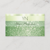 Elegant Green Sparking Glitter Monogram Shimmery Visitekaartje (Voorkant)