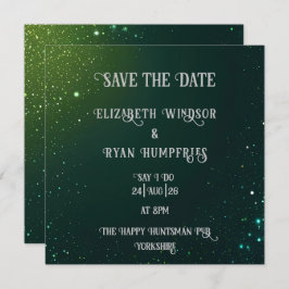 Elegant Green Sparkle Design voor bruiloft Save The Date
