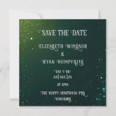 Elegant Green Sparkle Design voor bruiloft Save The Date (Voorkant)